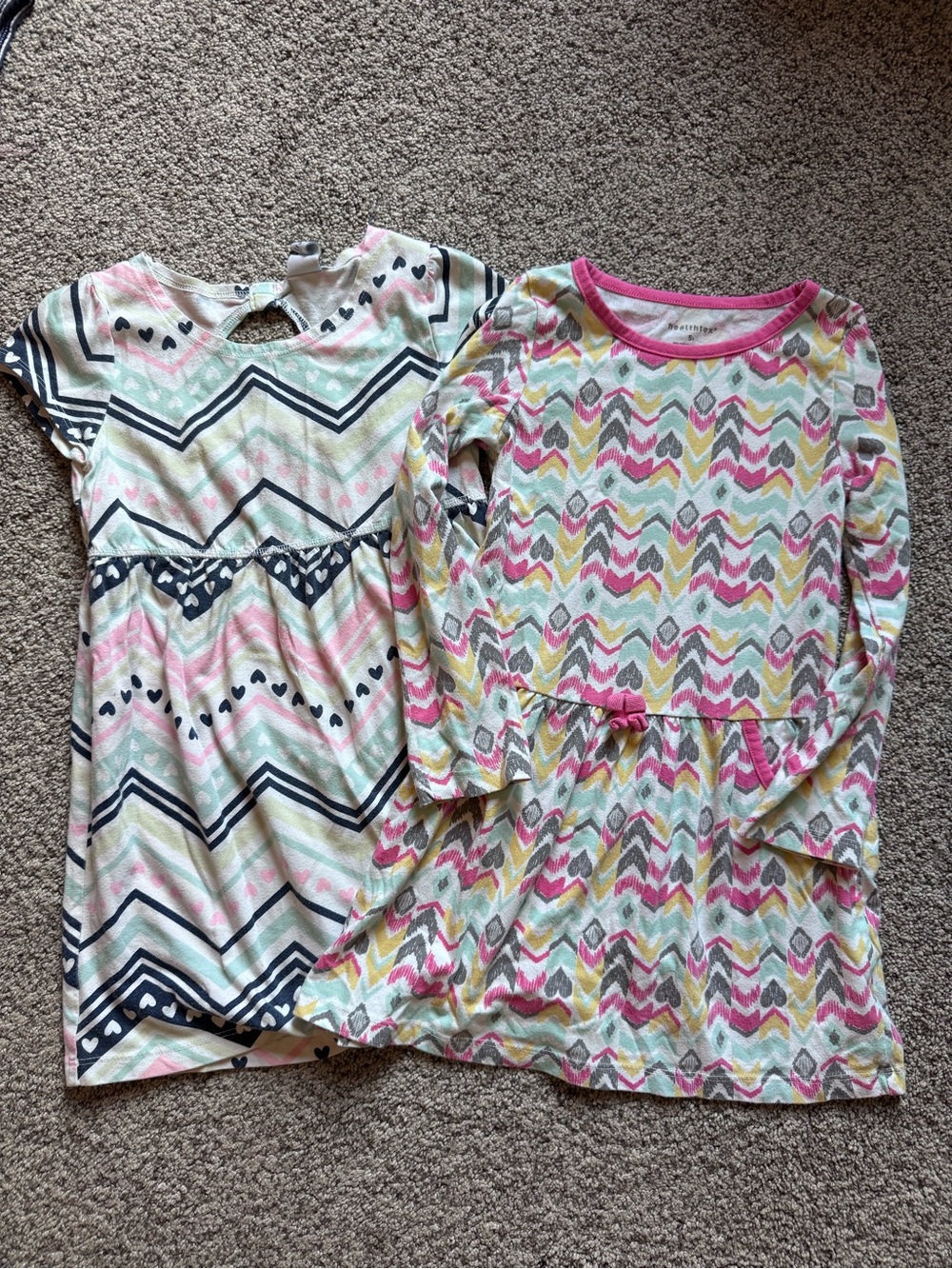 healthtex Girls Chevron Knit Dress - Pink, Mint & Navy